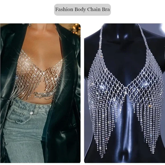 Elegant Silver Rhinestone Bra - Picture 6 of 7